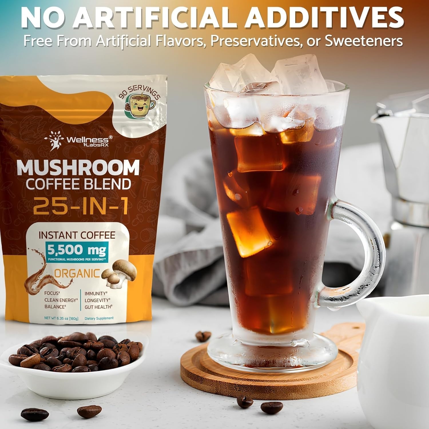 25-in-1 Mushroom Coffee Organic Instant Coffee | Keto Friendly