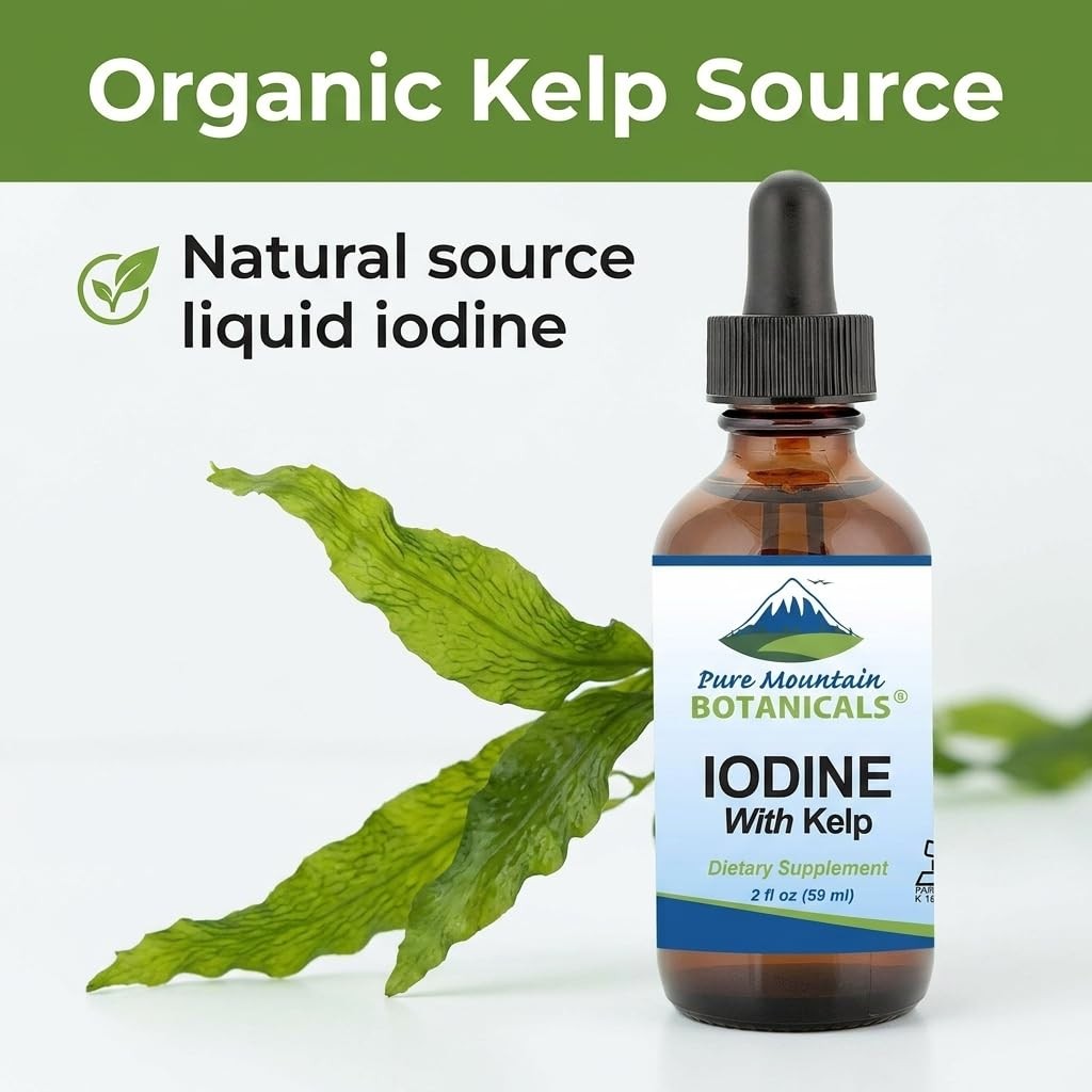 Liquid Iodine Drops 150 mcg – Iodine Supplement with Organic Kelp – 1300 Serving