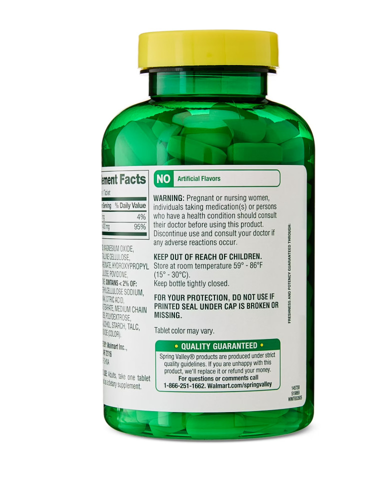 2-Pack Spring Valley Magnesium Supplement Tablet for Bone and Muscle 400mg 250CT