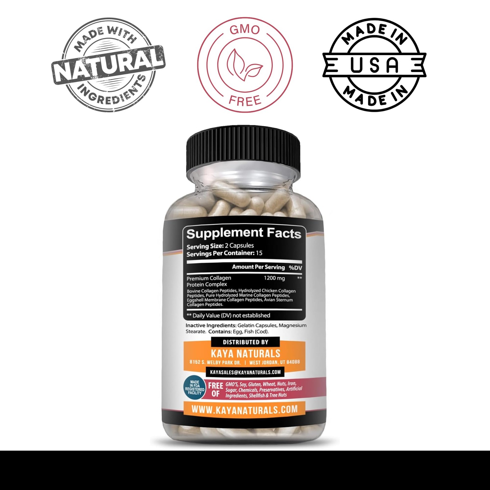 Kaya Naturals Multi Collagen Peptides Complex Powder for 30 Count (Pack of 1)