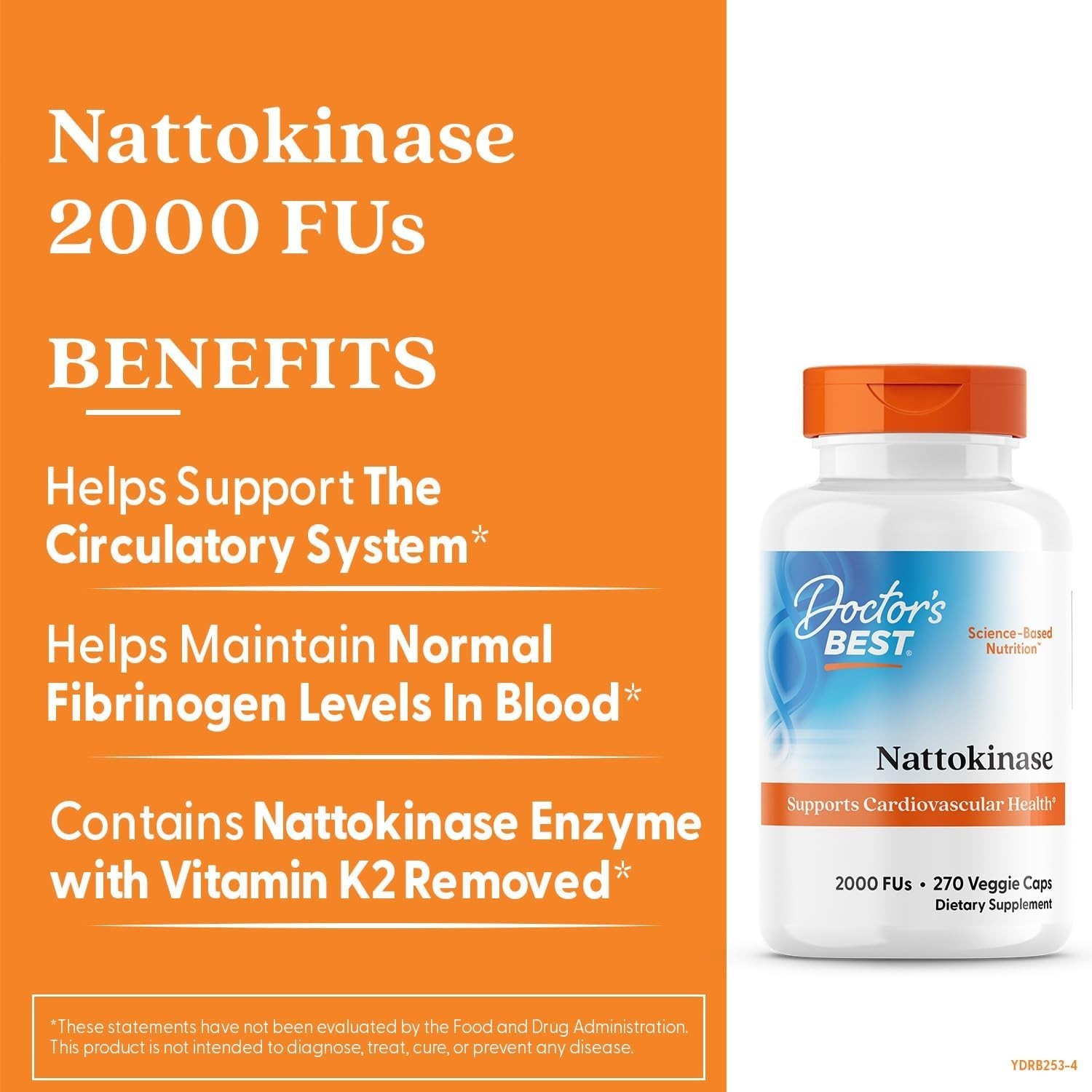 Doctor’s Best Nattokinase, Non-GMO, Vegan, Gluten Free, 270 Veggie Caps