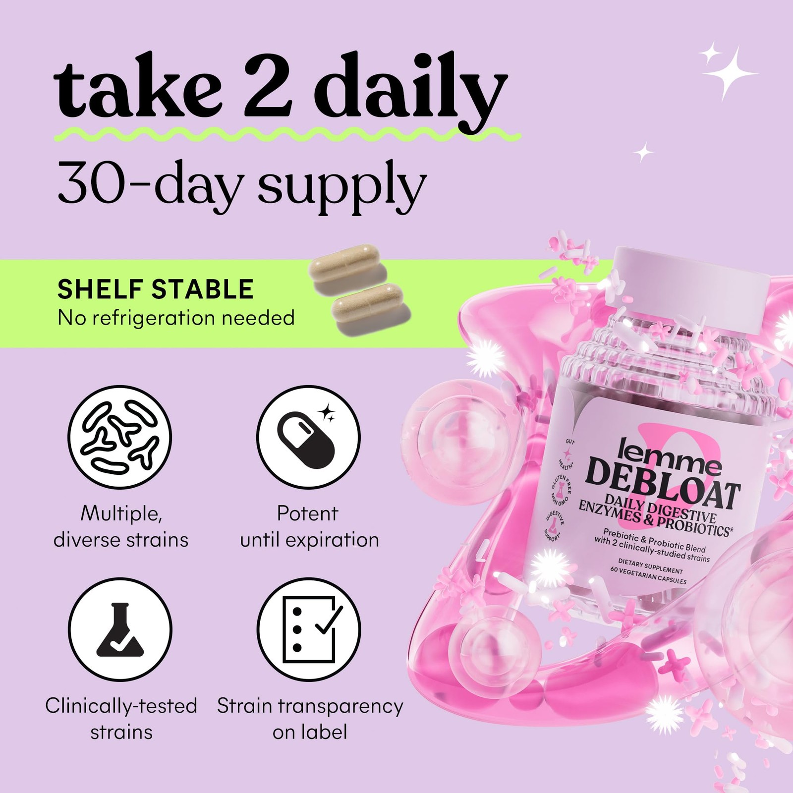 Debloat 3-in-1 Prebiotic, Probiotic & Digestive Enzyme Capsules for Bloating …