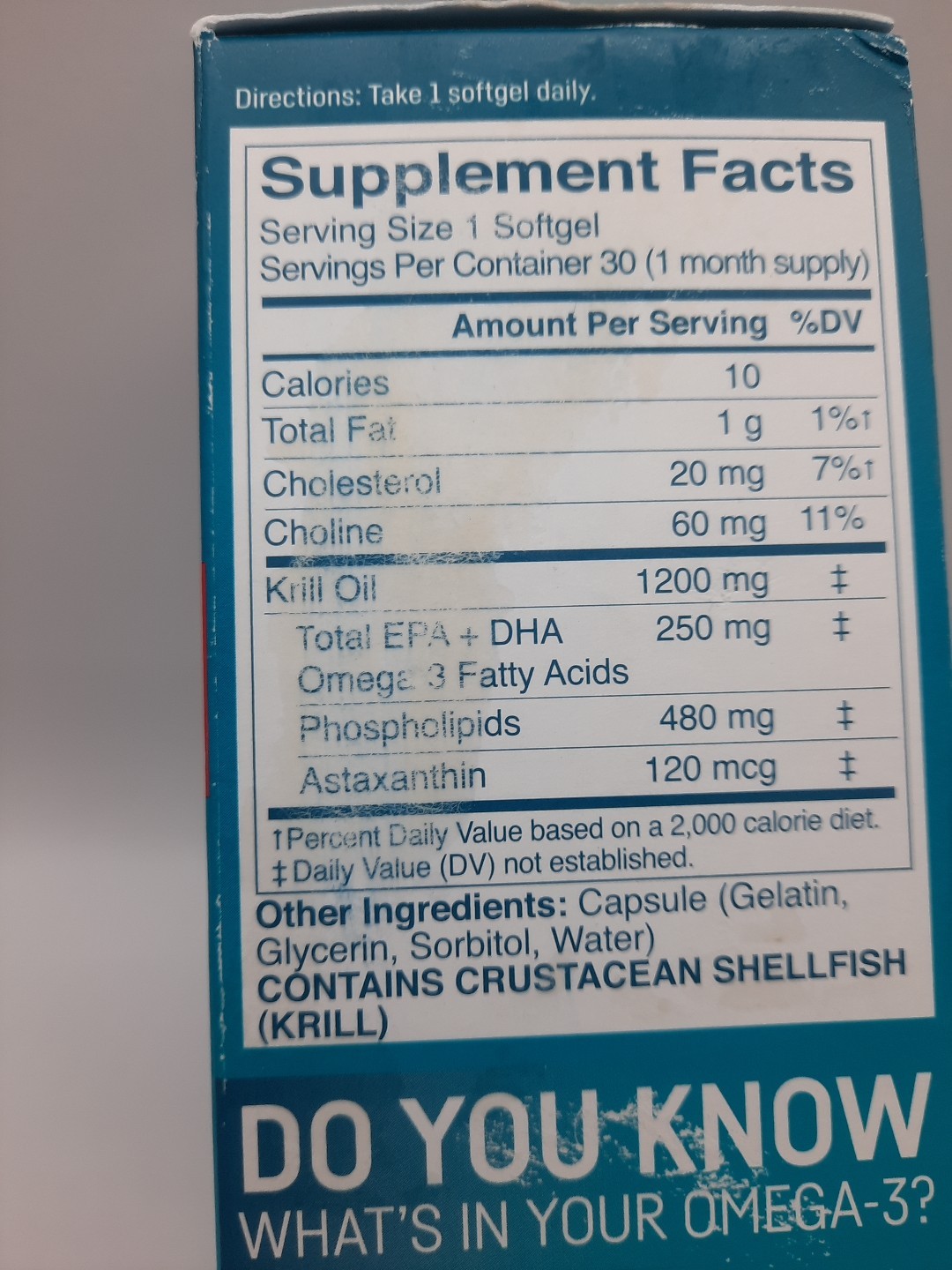 Kori Pure Antarctic Krill Oil, Multi-Benefit Omega-3, 30 Softgels Exp 02/2028