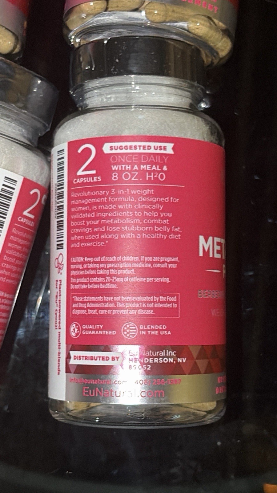 Berberine Chromium Guarana Weight Support Capsules 60ct x4 Bottles
