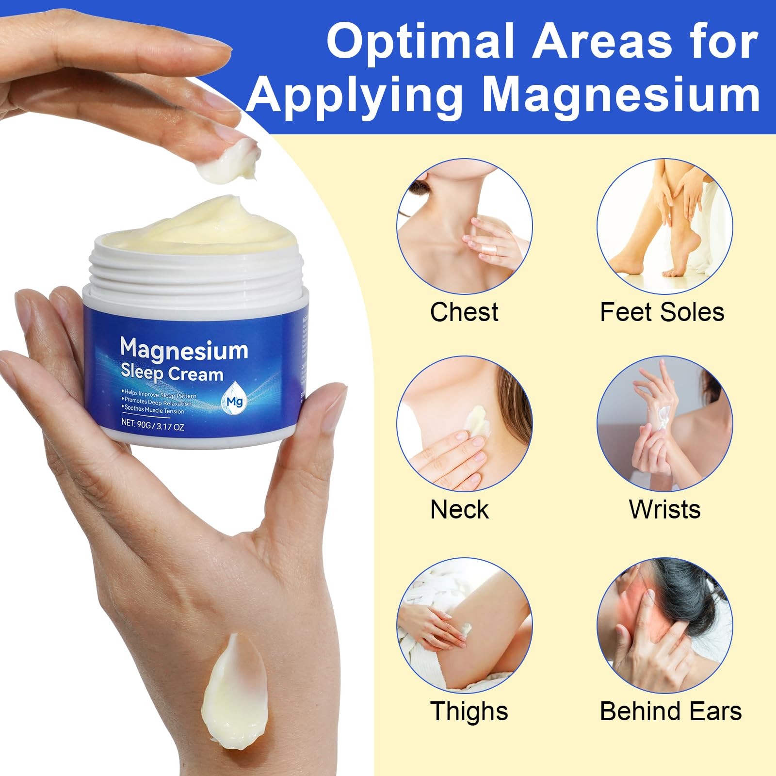 Magnesium Oil for Feet, Topical Cream, 3.1 Fl Oz (Pack of 1), 1pack