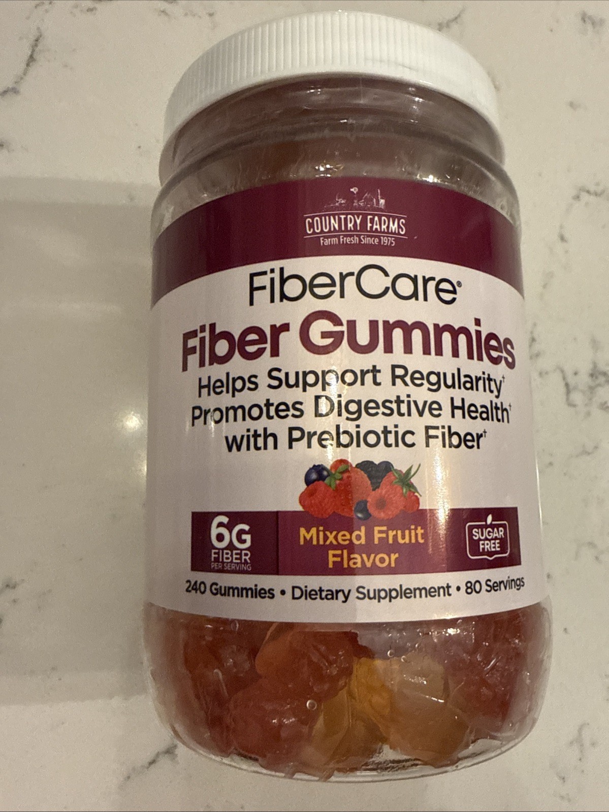 Country Farms Fiber Care 240 Prebiotic Fiber Gummies Mixed Fruit EXP 11/2027