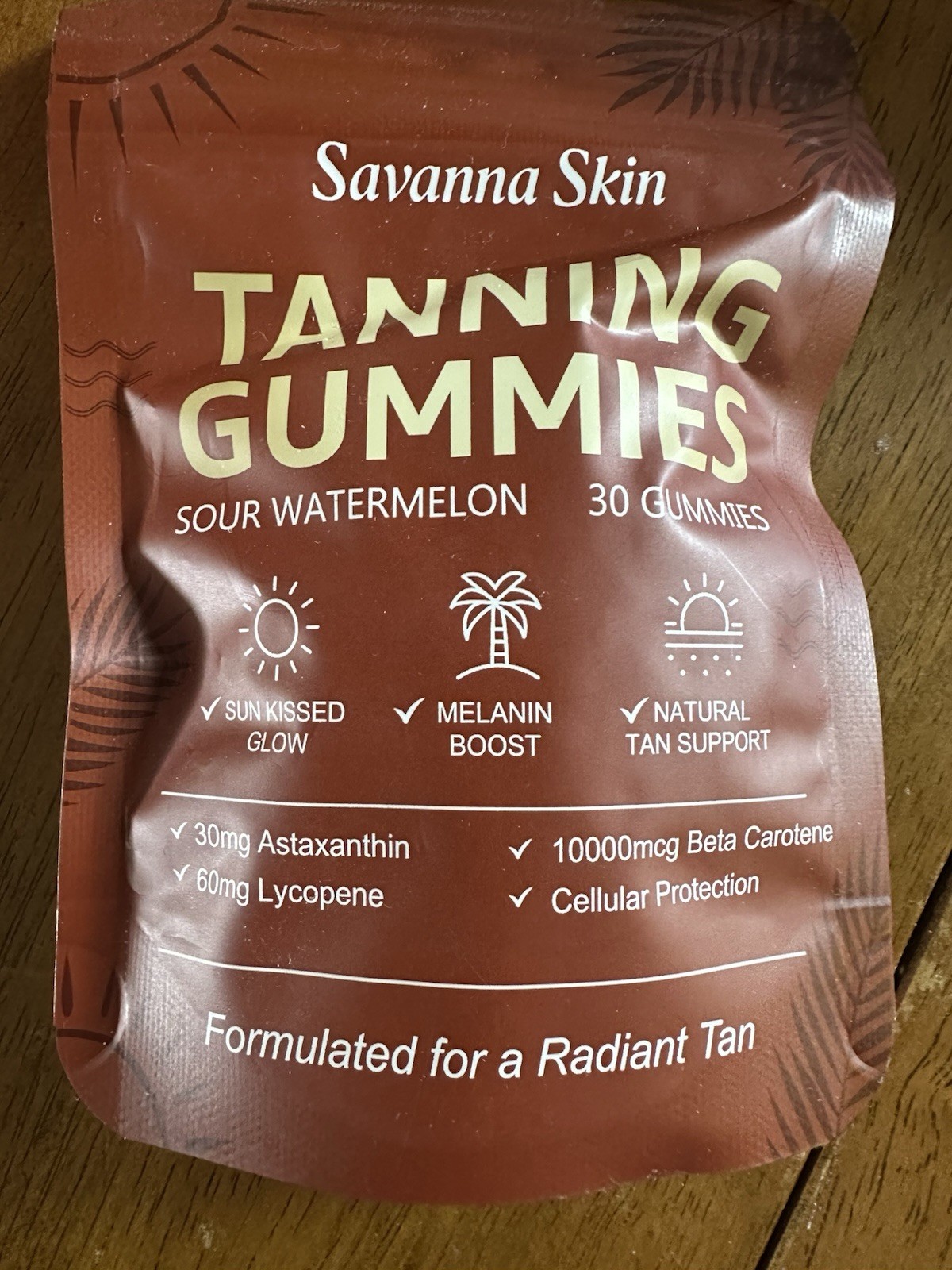Savanna Skin Sour Watermelon Tanning Vitamin Gummies, 3 packs. Unisex Adult