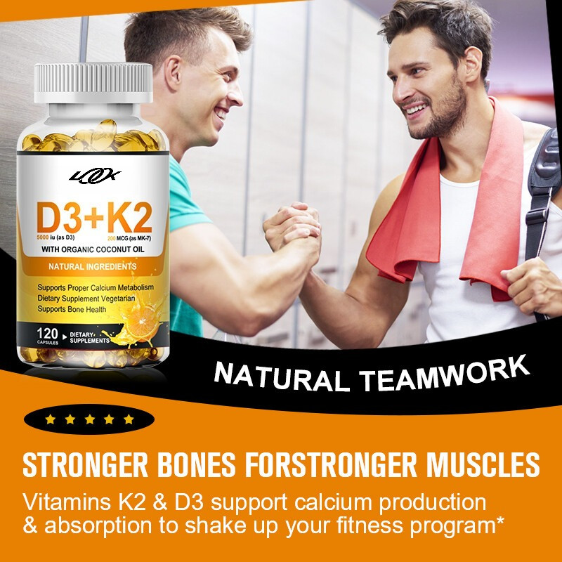 Vitamin D3 + Vitamin K2 120 Softgels – 5000IU Vit D3, 200Mcg MK7-K2 Per Serving