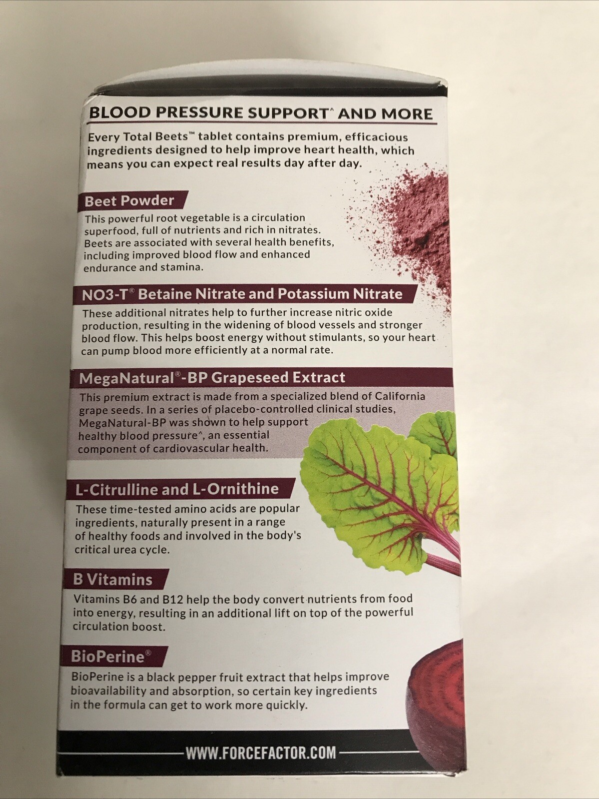 Force Factor Total Beets Blood Pressure Support Circulation 120 Tabs Exp 01/2027