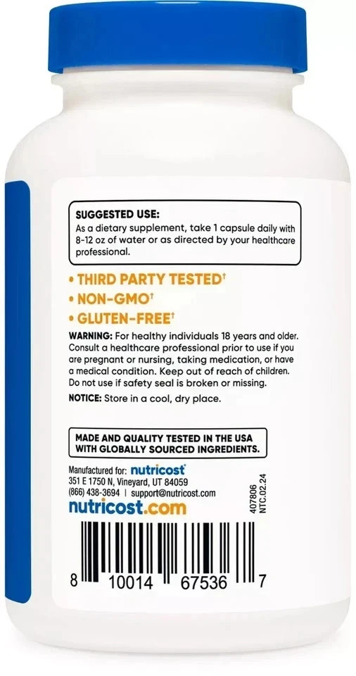 Nutricost N-Acetyl L-Cysteine (NAC) 600mg, 120 Vegan Capsules