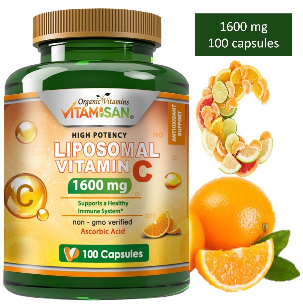 Pure Vitamin C 1600mg 100 capsules Boosts Immune System Organic vitamins VItamis