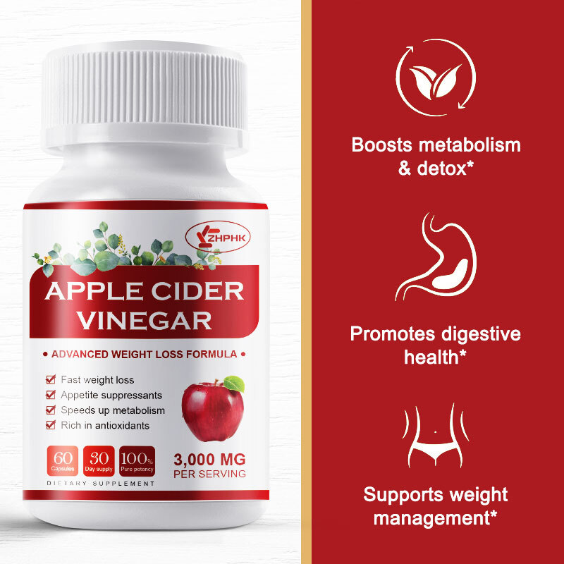 100% Pure APPLE CIDER VINEGAR ACV 3000mg PURE WEIGHT LOSS FAT BURNER Diet Pills