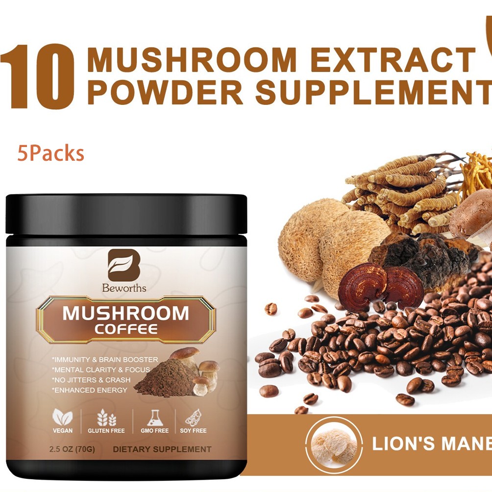 5Pack*70g10 Mushroom Coffee Instant Blend – Lion’s Mane, Cordyceps & Reishi