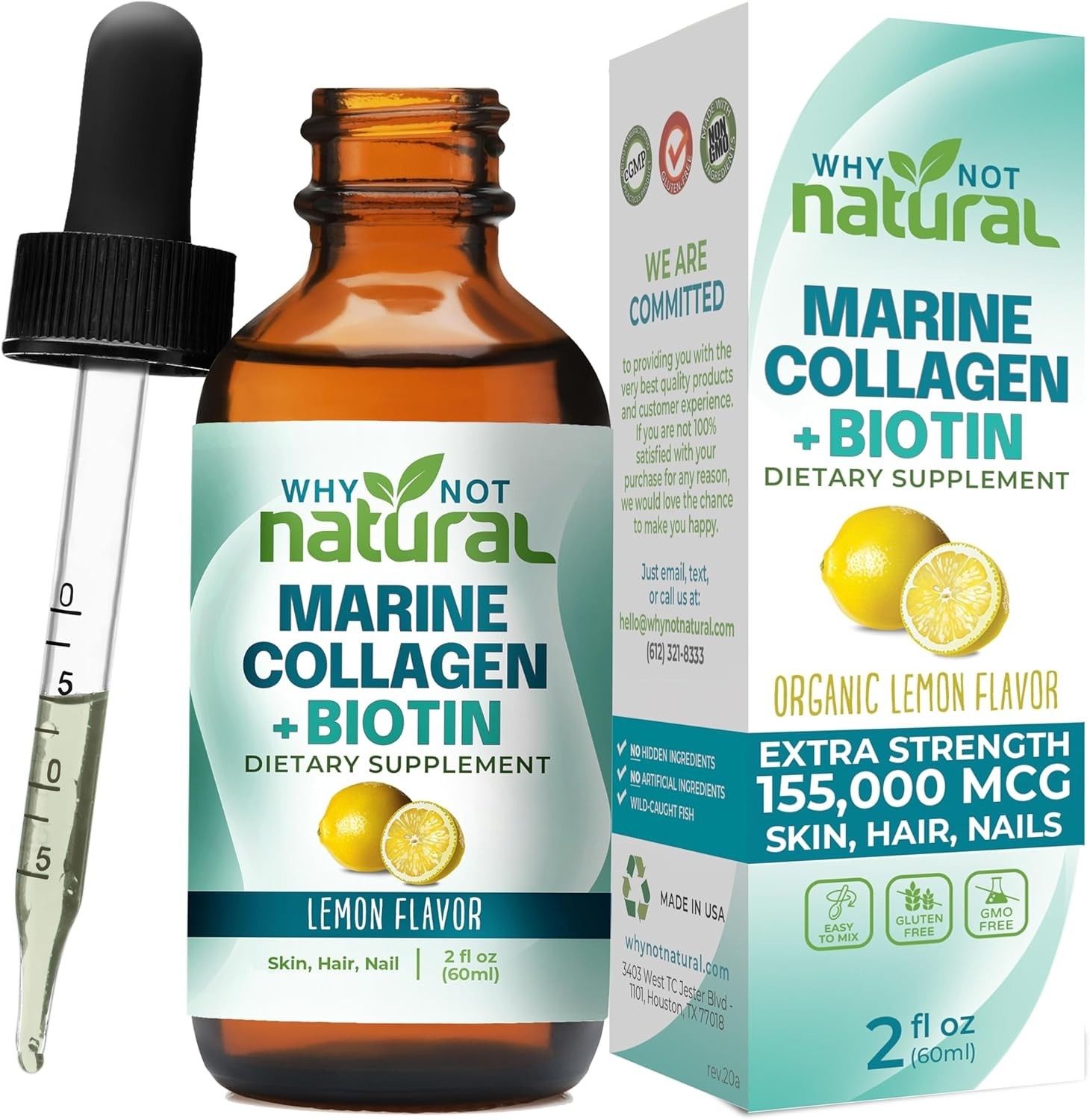 Why Not Natural Liquid Collagen Plus Biotin Drops for 2 Fl Oz (Pack of 1)