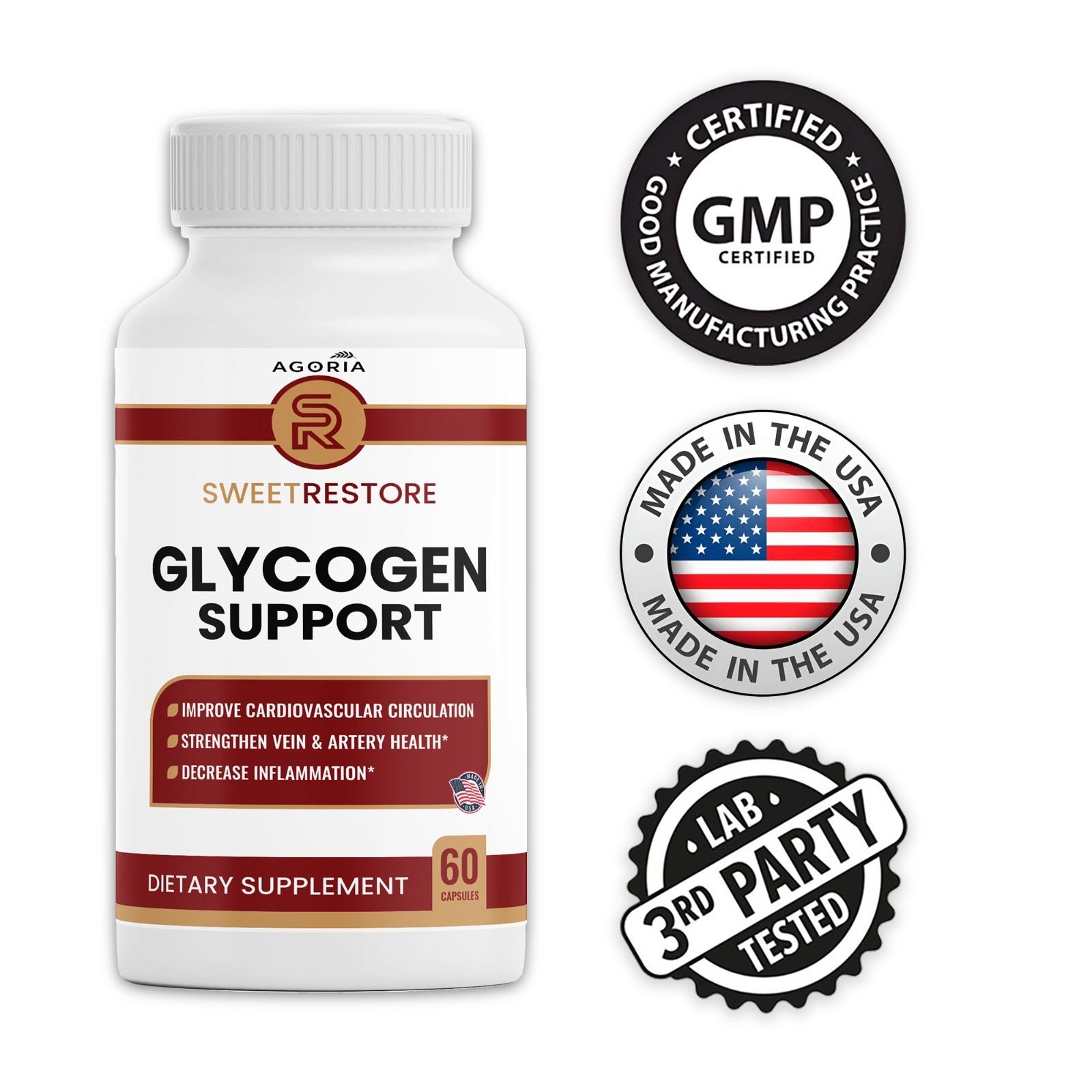 (2 PACK) Sweet Restore Glycogen Support Capsules, Joint Support (120 Capsules)