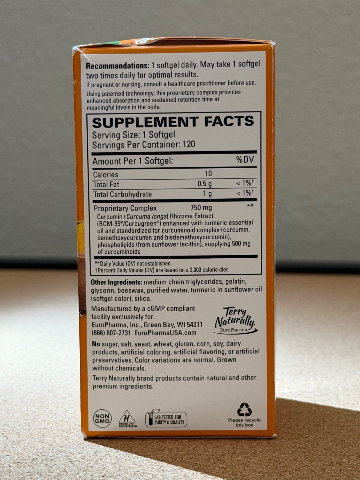 Terry Naturally CuraMed Softgels, 750mg Curcumin Complex -120 Count