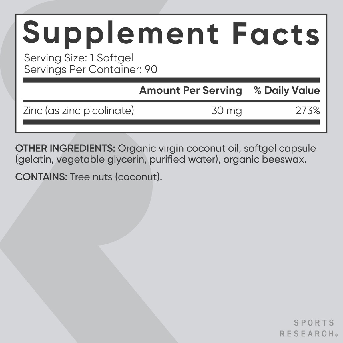 Zinc 30mg (90 softgels)