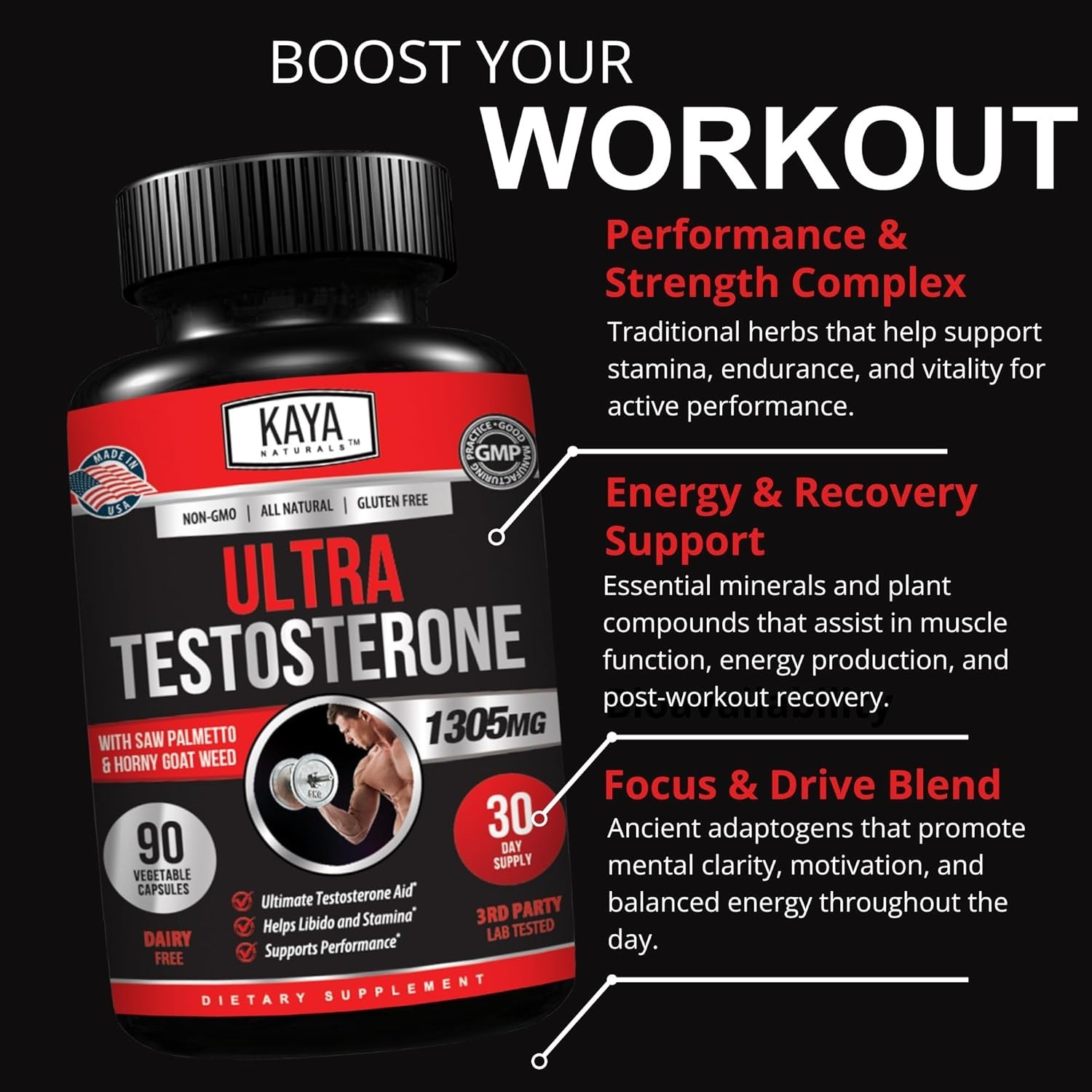 Kaya Naturals Ultra Testosterone Booster 90 Count