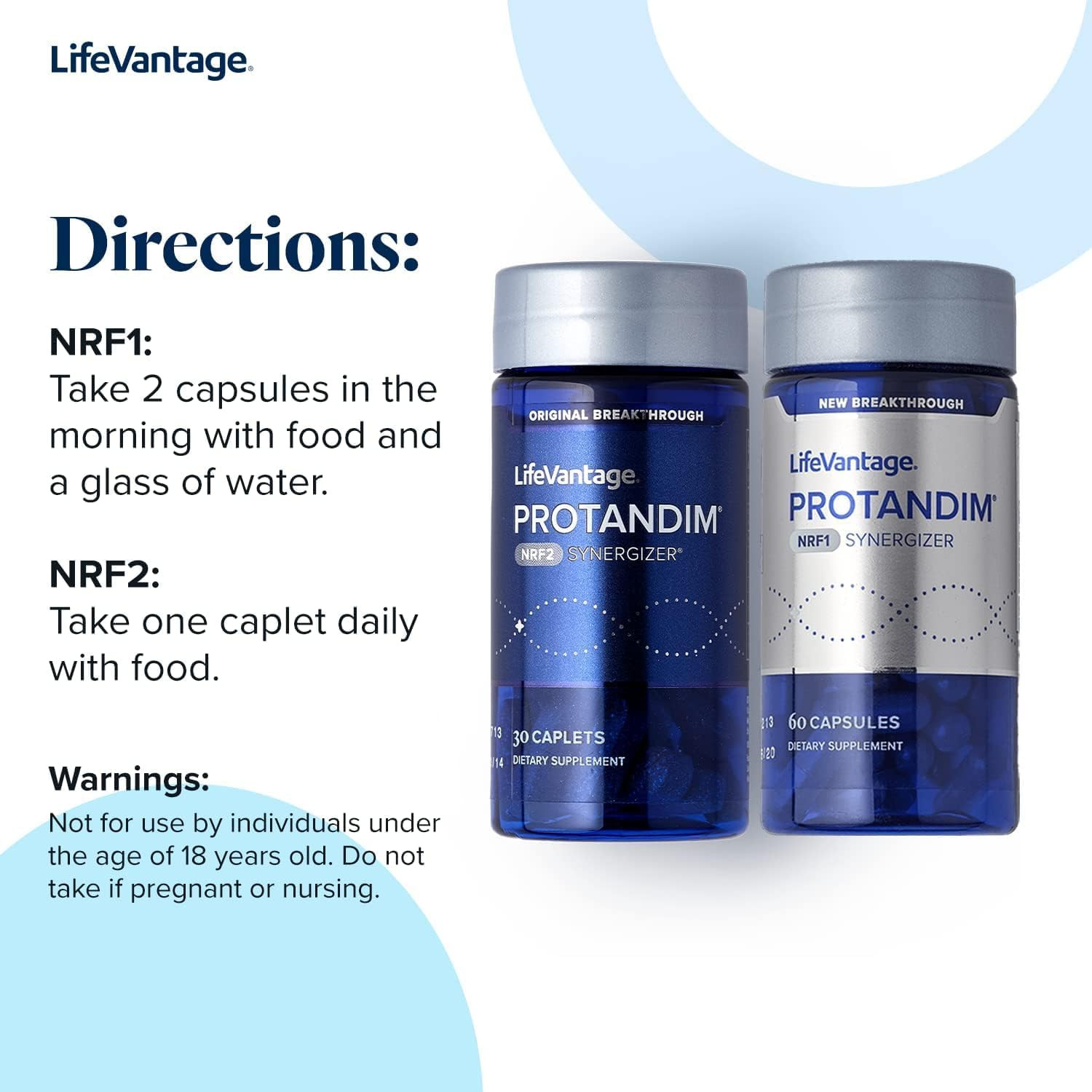 LifeVantage Protandim Dual Synergizer, NRF1 (60 Caps) + Nrf2 (30 Caps) Activator