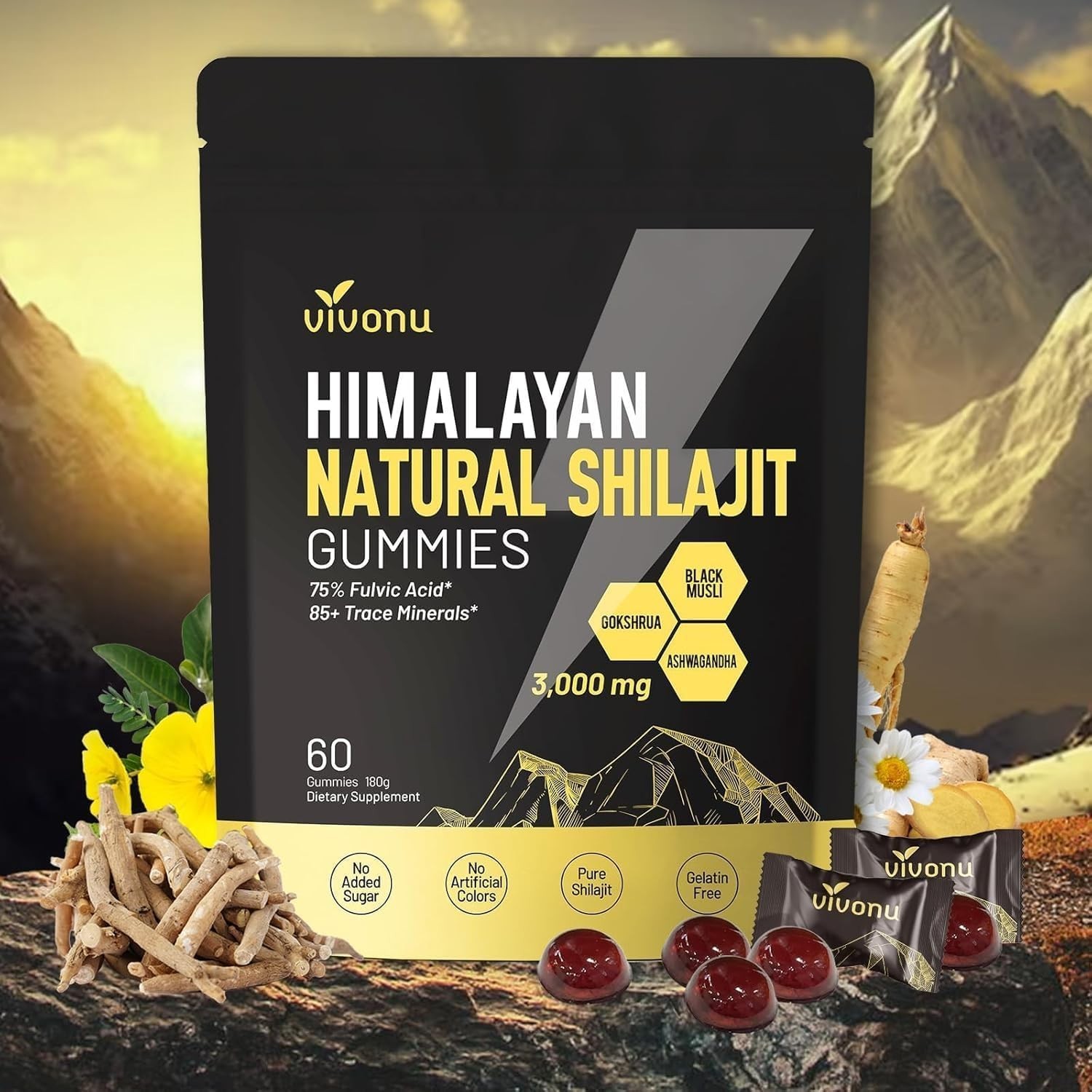 UltimaPeak Pure Himalayan Shilajit Gummies with 30 Count (Pack of 1)