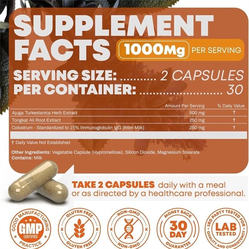 Turkesterone 1000 Mg Pure Capsules Supplement Muscle Growth & Recovery 60 Pcs