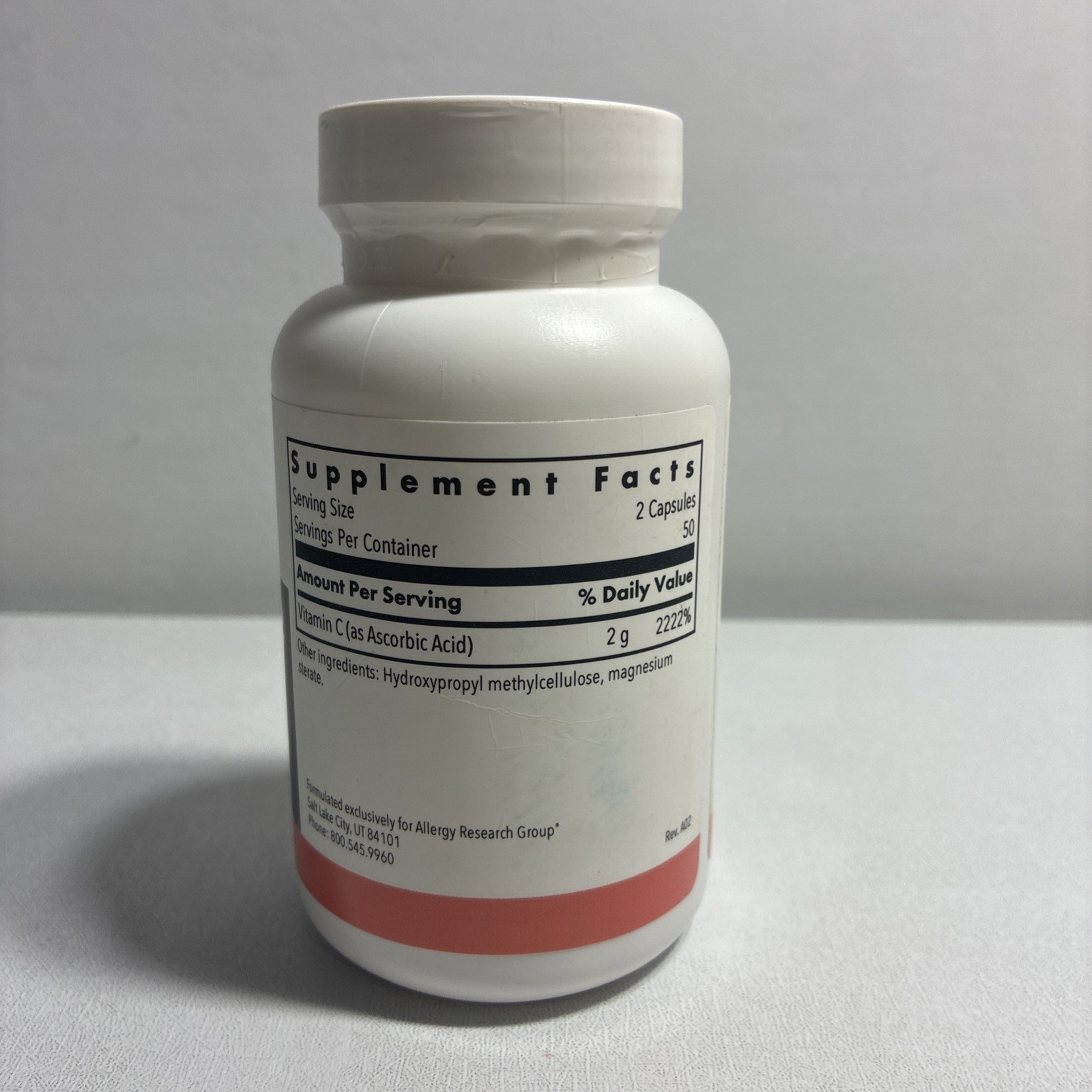 Allergy Research Group Pure Vitamin C Absorbic Acid/ 100 Caps/ New & Sealed