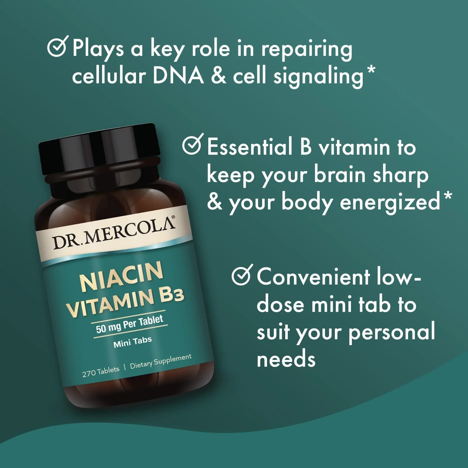Dr. Mercola Niacin Vitamin B3-50 mg per Tablet – 270 Count
