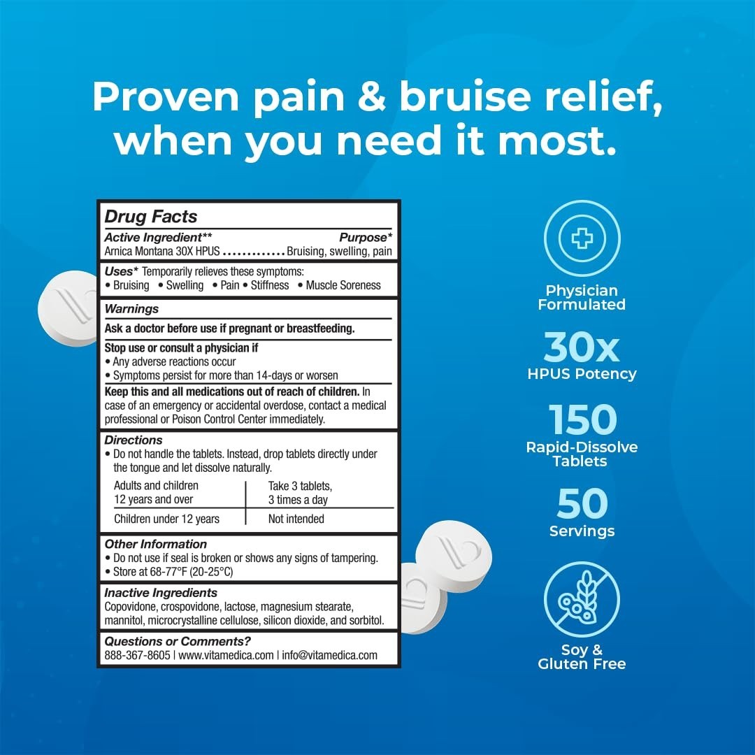 Natural Pain Relief Tablets – Arnica Montana 30X for Bruising & Swelling Support