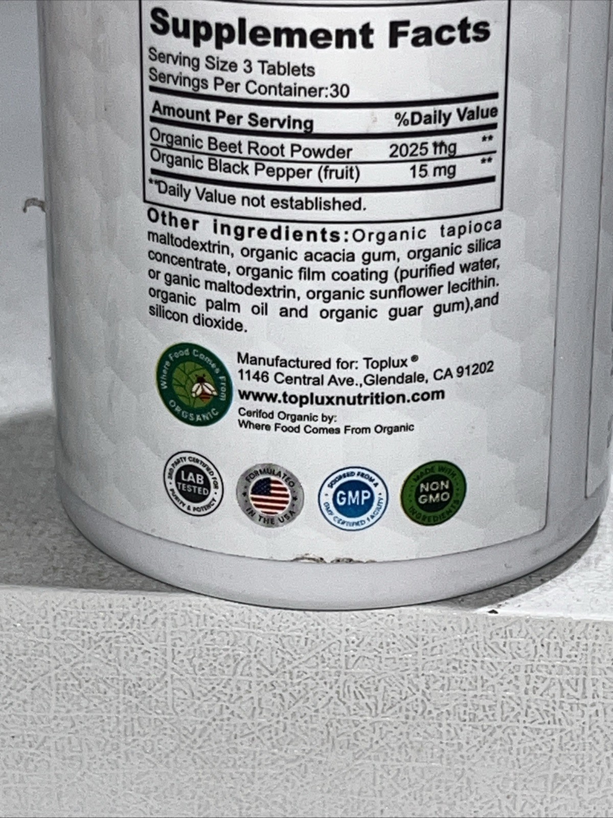 2 Sealed Organic Beet Root Energy + Antioxidant Supplement 90 Tabs Each