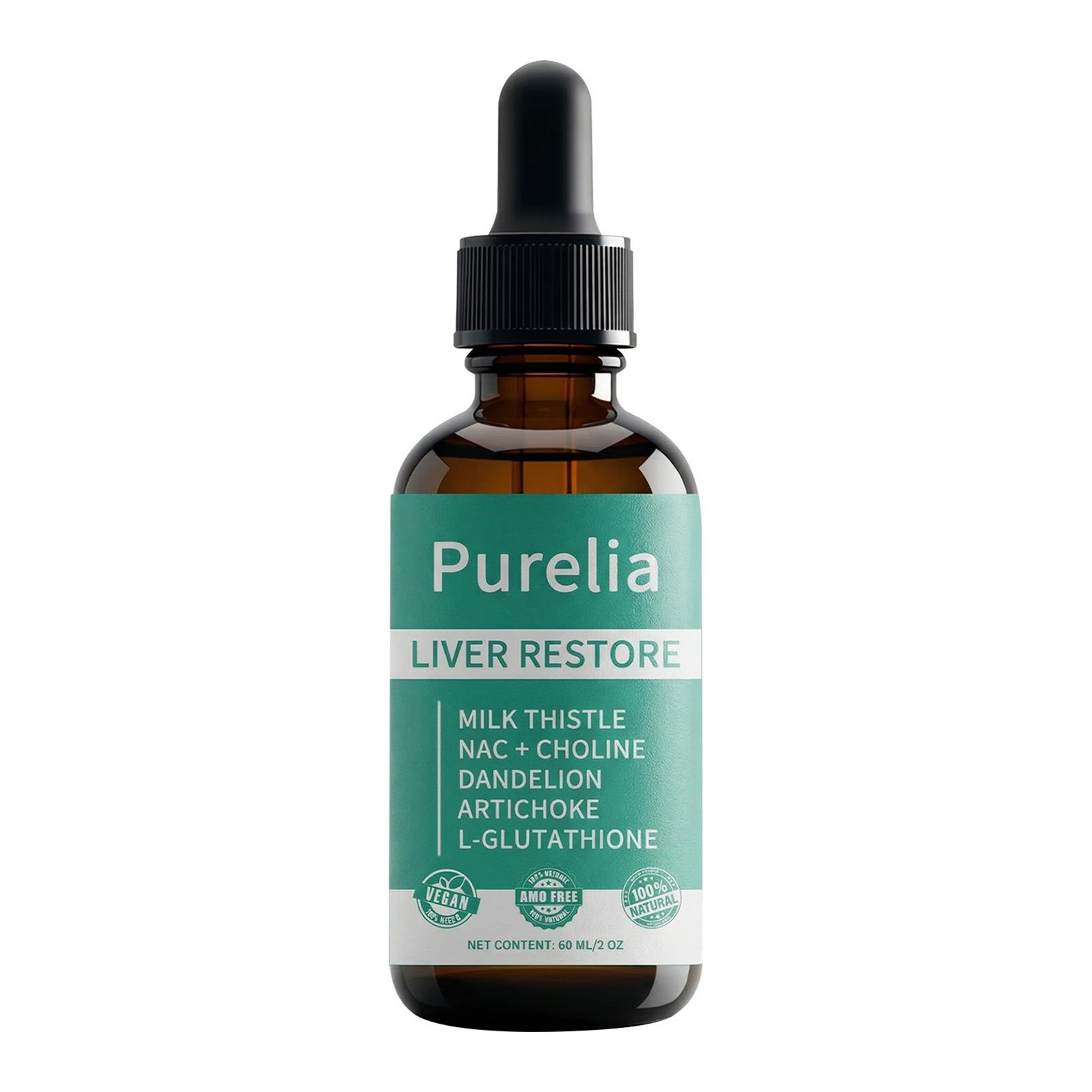 Purelia Liver Restore, Complete Liver Support Supplement with Milk Thistle, Dand
