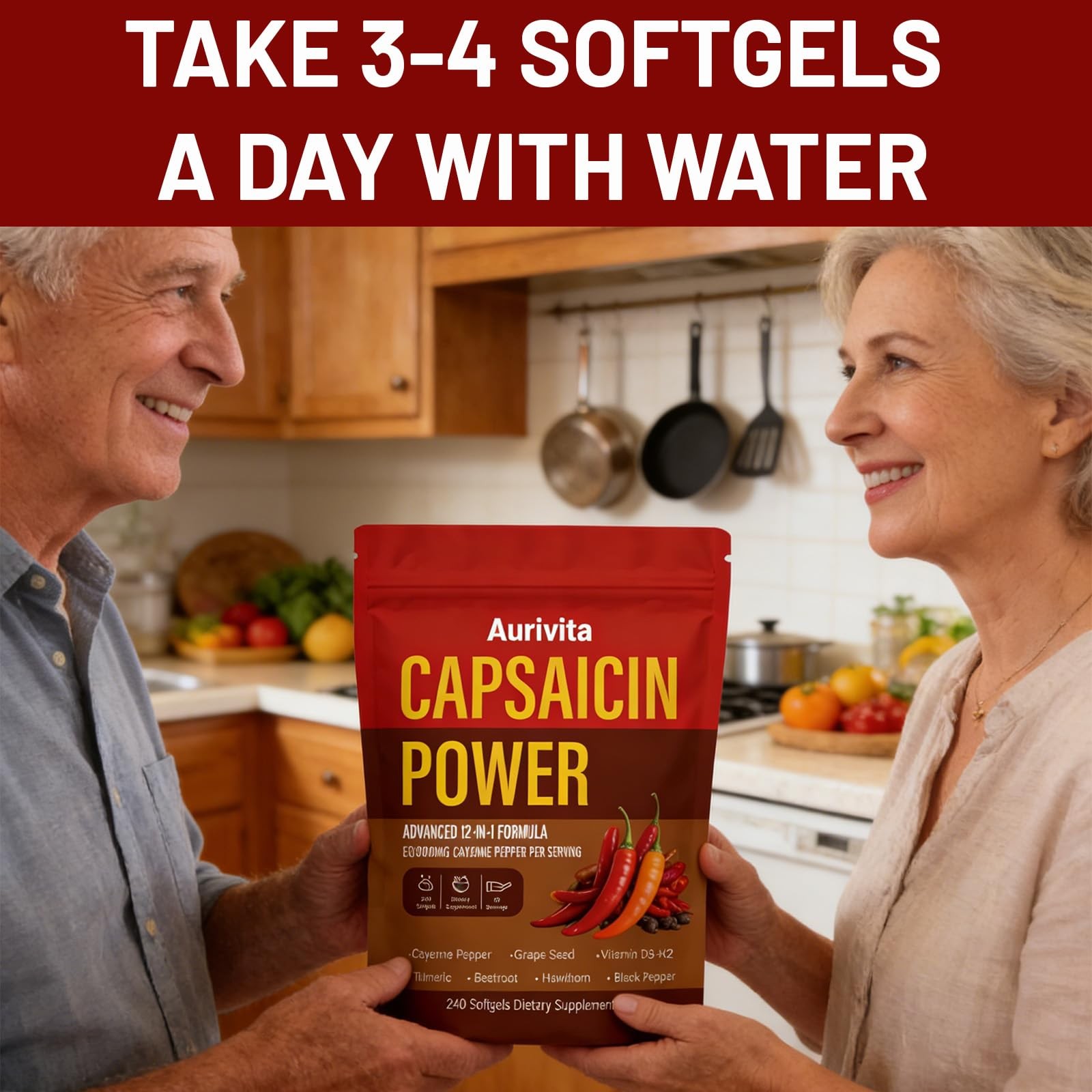 Capsaicin Softgels Cayenne Pepper Capsules Vitamin D3 K2 Beetroot Grape Seed 240
