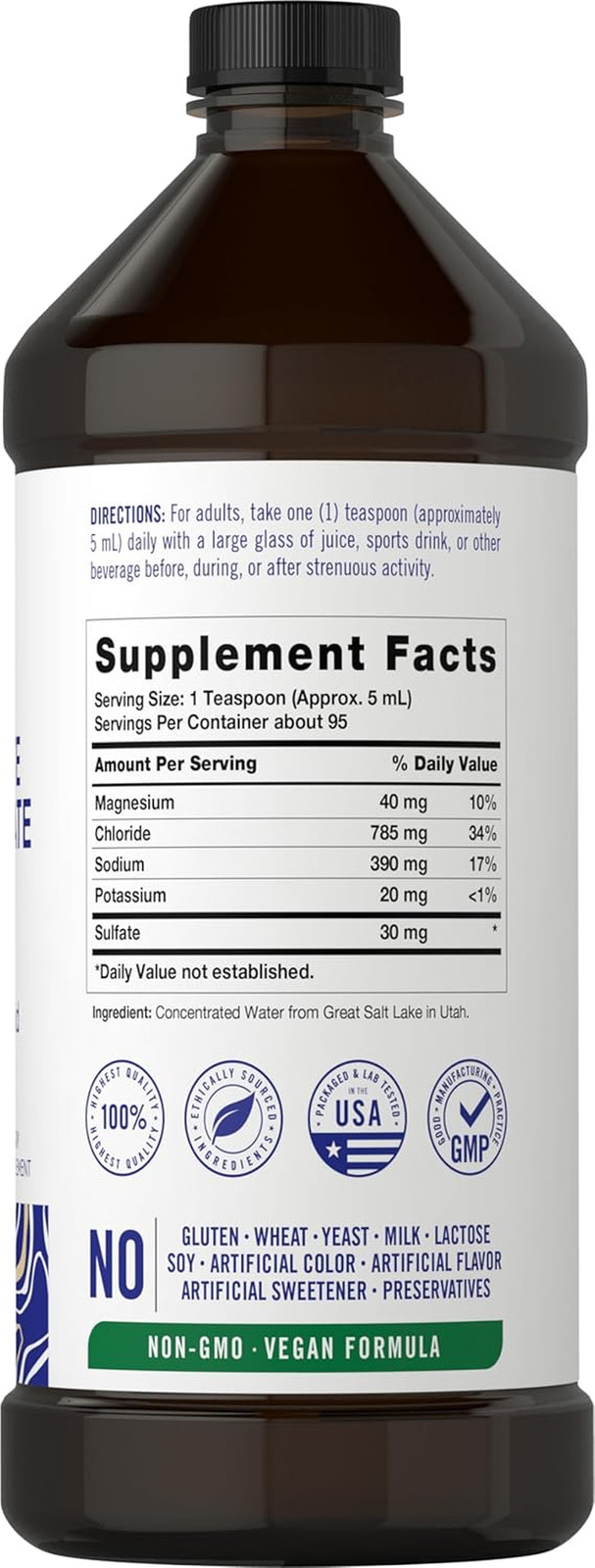 Electrolyte Concentrate 16 Fl Oz Full Spectrum Ionic Electrolyte Liquid Non-Gmo