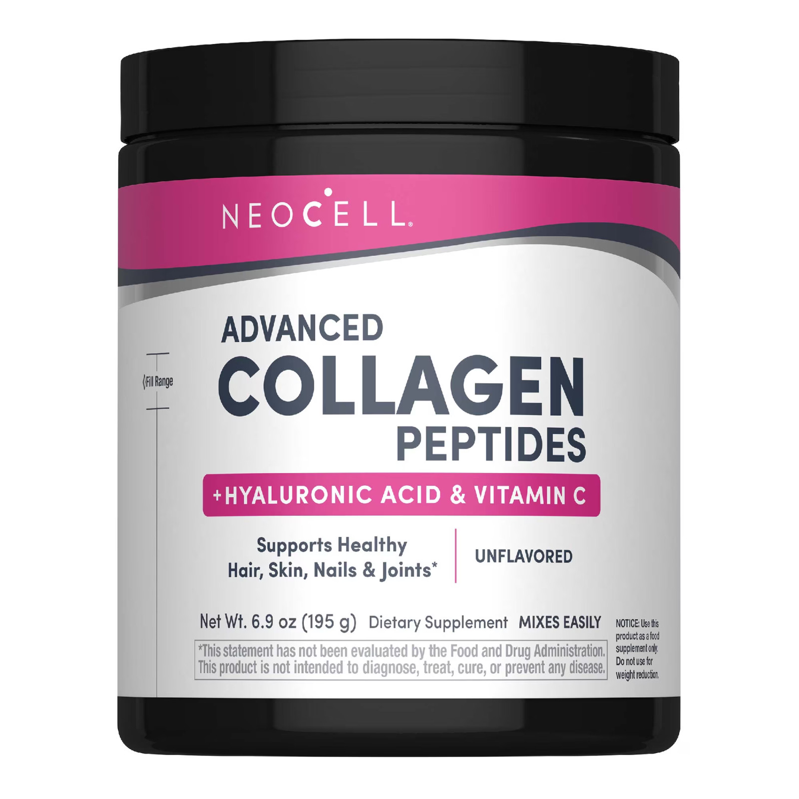 NeoCell Collagen Peptides Powder Vitamin C Hyaluronic Acid Unflavored 6.9 oz