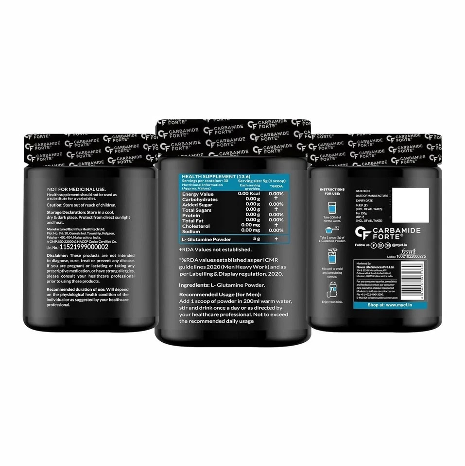 Carbamide Forte L Glutamine Supplement for Men Muscle Recovery 150gm Unflavoured