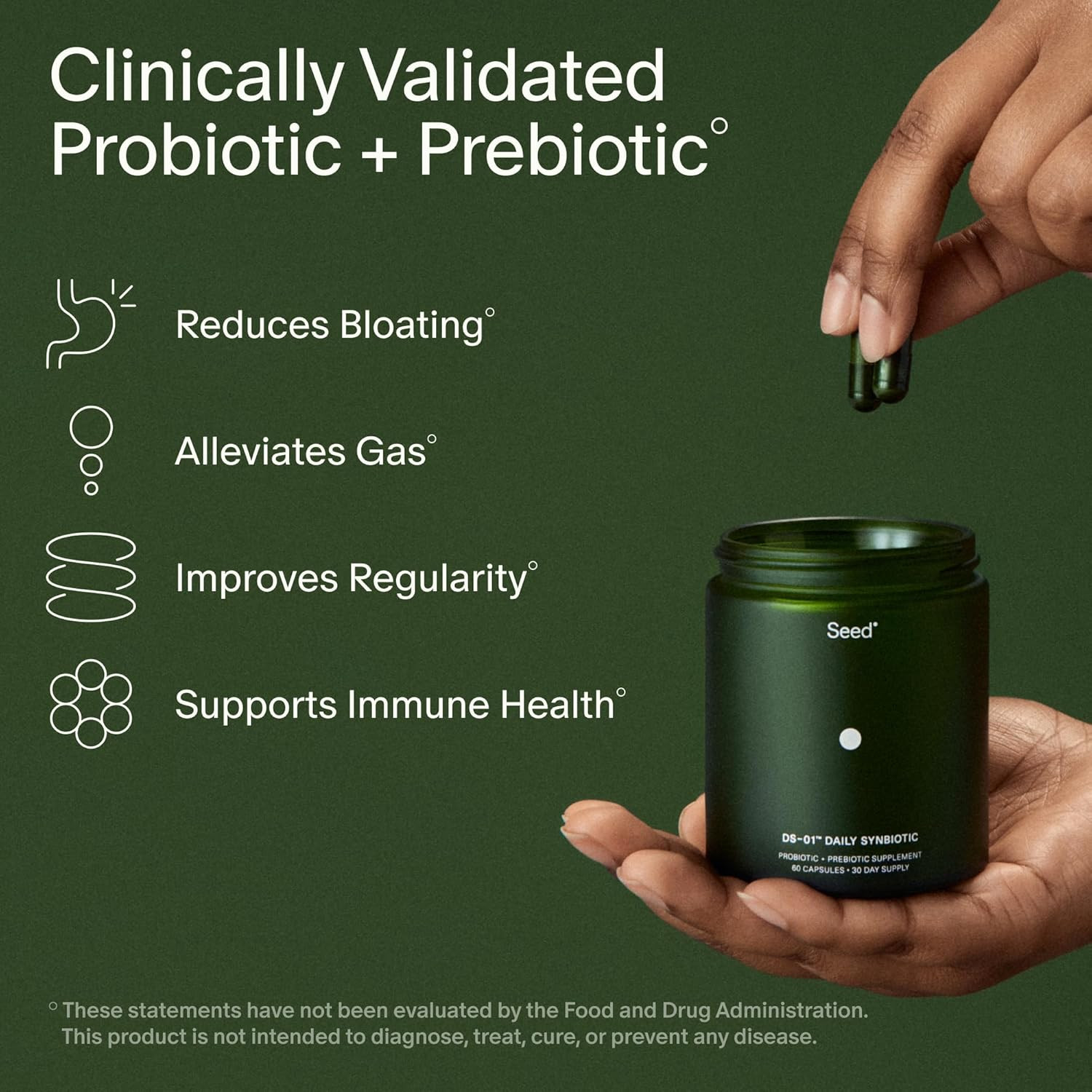 Seed DS-01 Daily Synbiotic – Prebiotic and Probiotic for Women & Men – Digestive