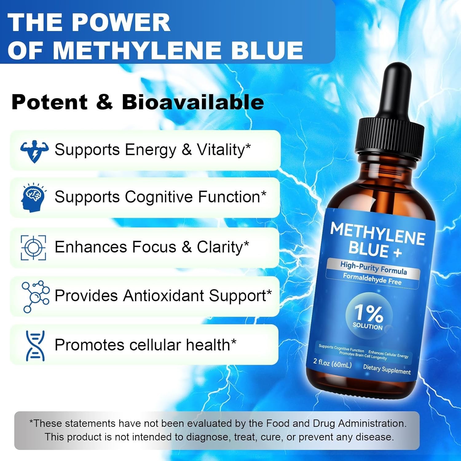 Blue Supplement – Pharmaceutical Grade, 2 FL OZ, 1% USP Grade, Liquid