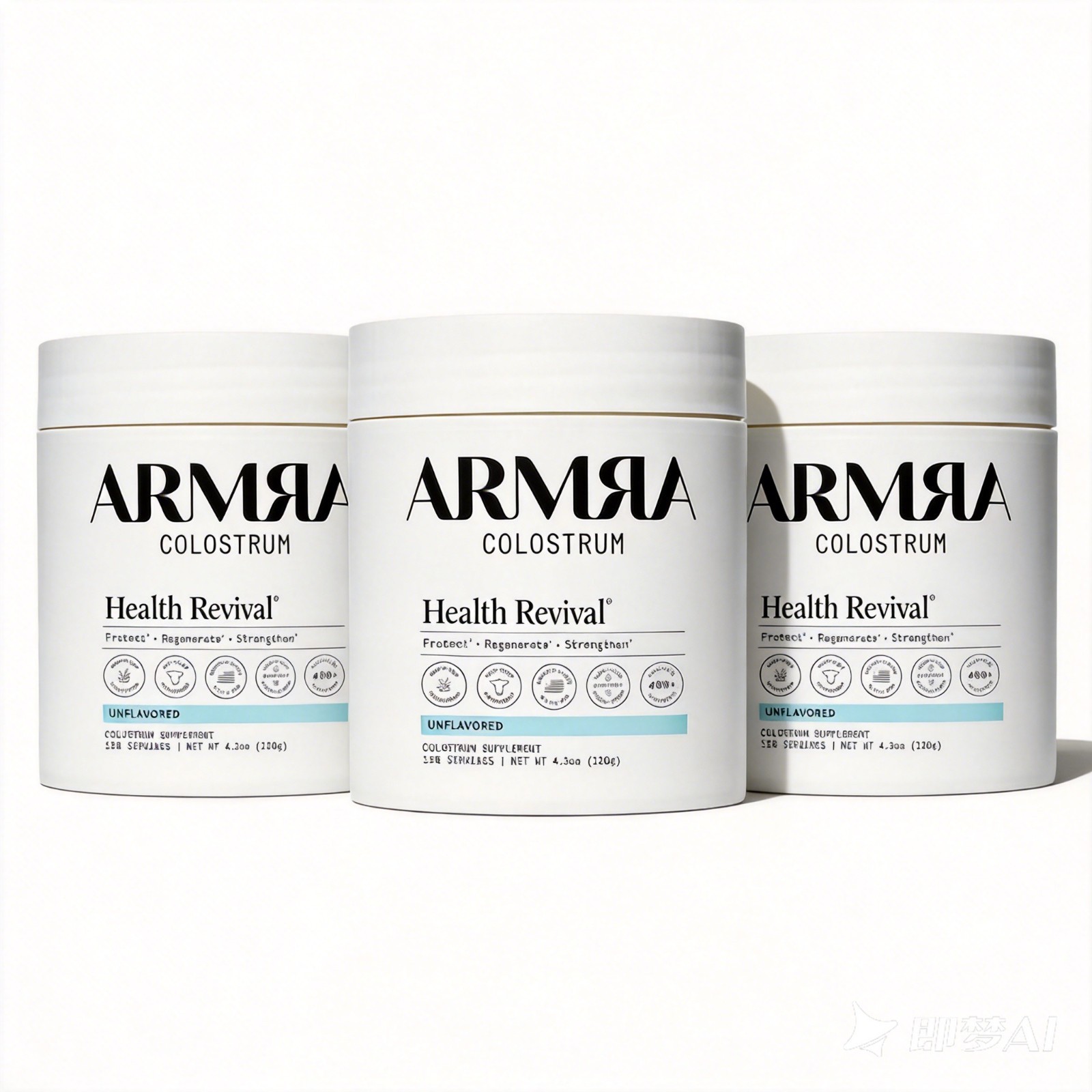 3-pieces ARMRA Colostrum Unflavored Jar Grass-Fed Immune Fitness Brain Benefits