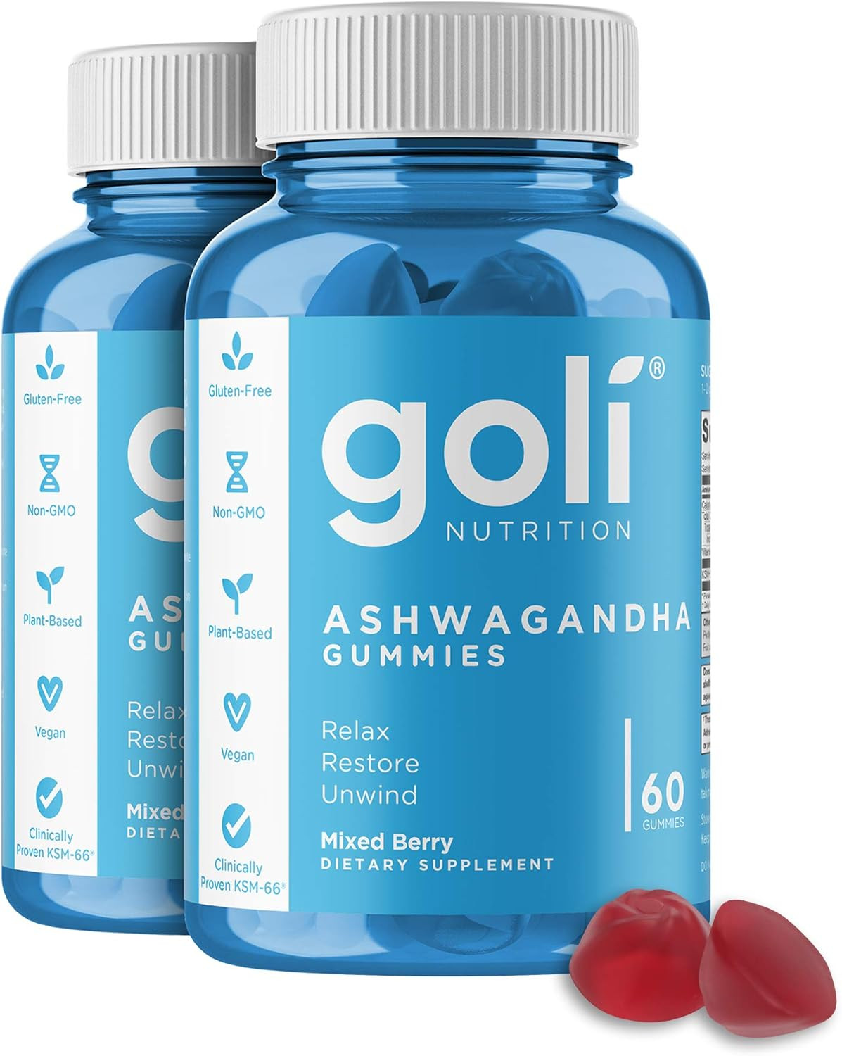 Ashwagandha & Vitamin D Gummy – 60 Count – Mixed Berry, KSM-66, Vegan, Plant Bas