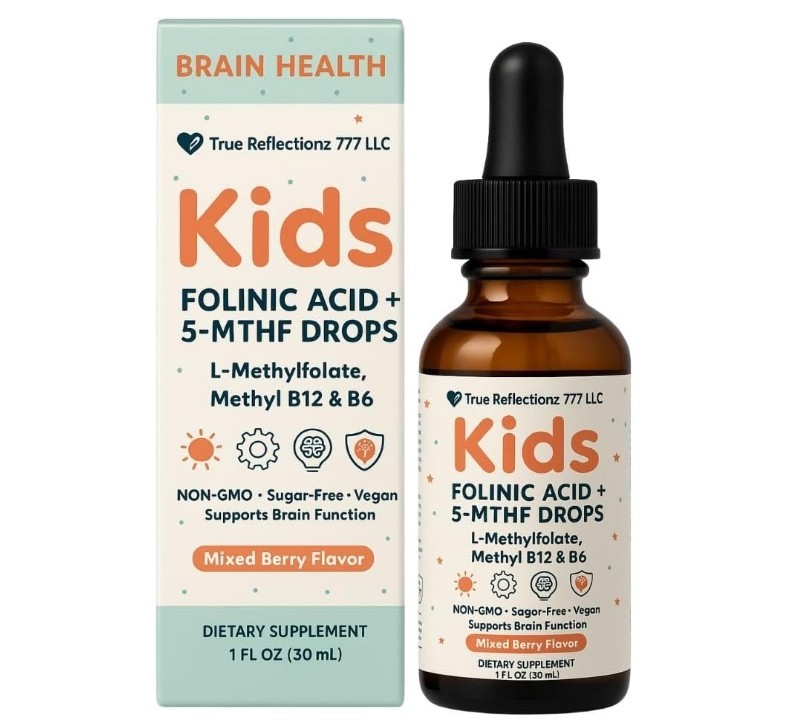 3 PACK, Folinic Acid Drops for Kids & Adults, Mixed Berry Flavor, 1 fl oz