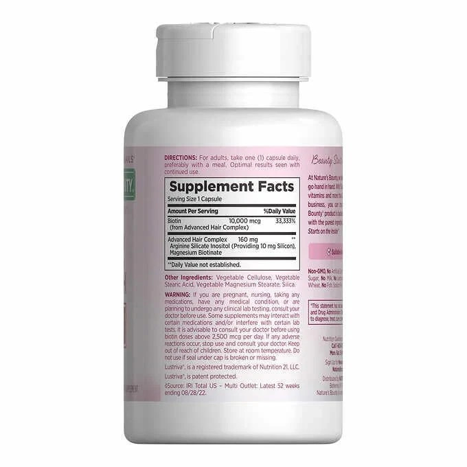 Nature’s Bounty Hair Growth Supplement 3 Pack 90 Capsules 1 Per Day Sealed