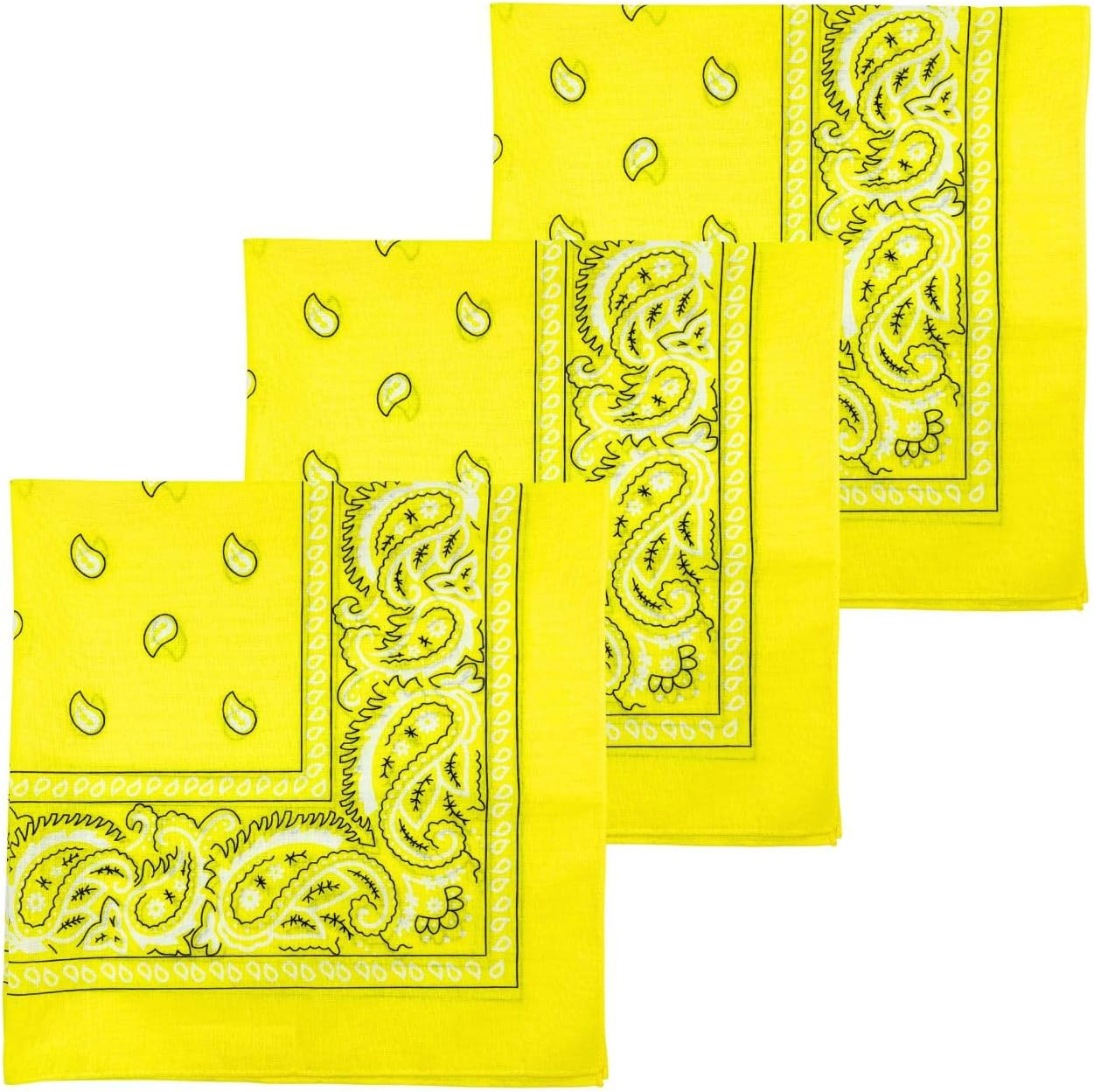 3 Pack Extra Large Bandanas 27” x 27” 100% Cotton for Men & Women Paisley Handke