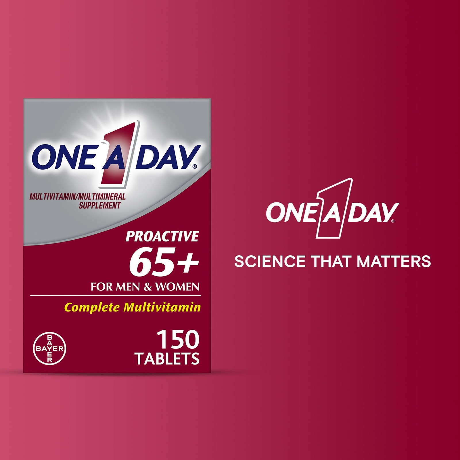 One A Day Proactive 65+, Mens & Womens Multivitamin, 150 Count (Pack of 1)