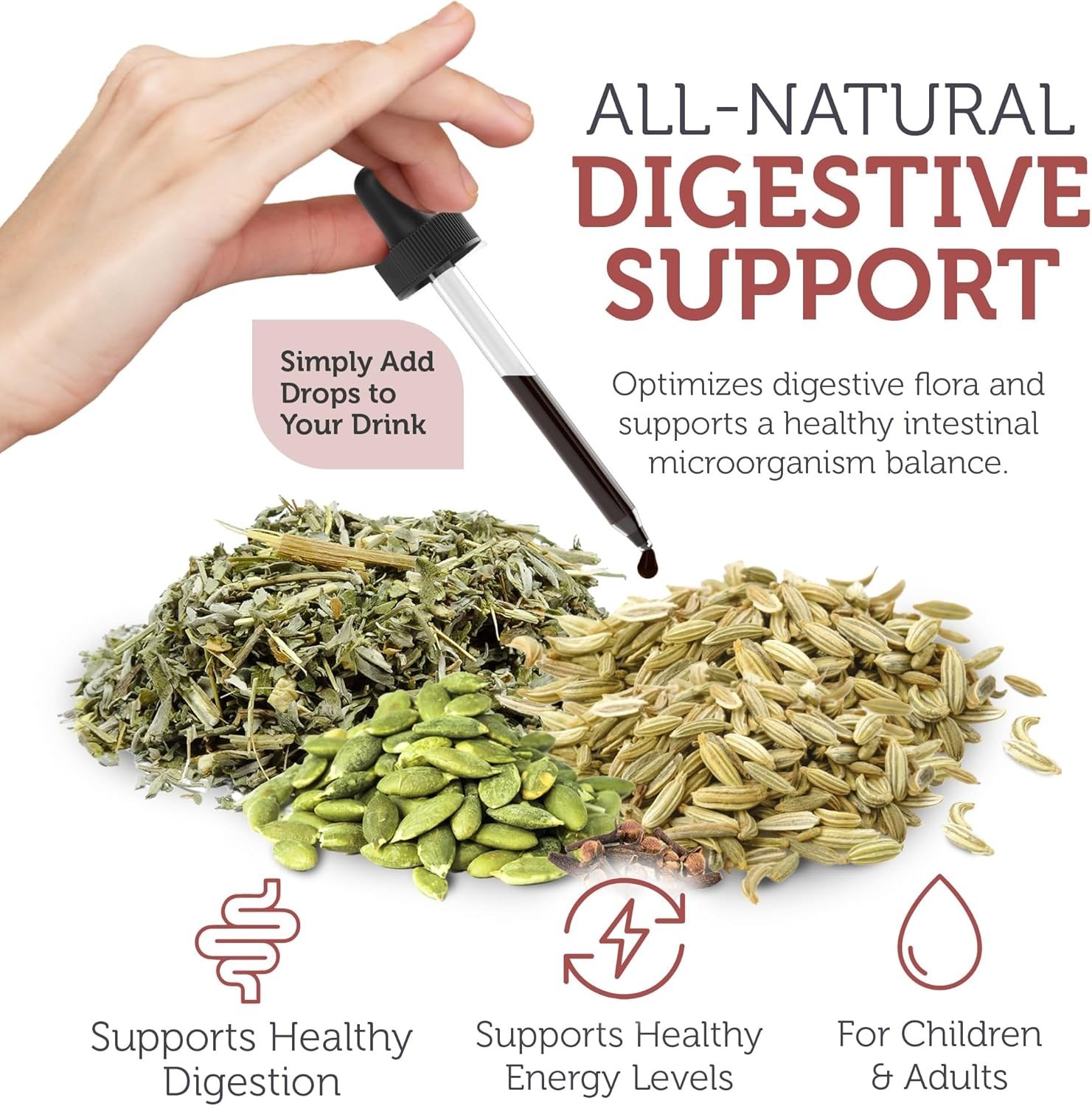 Digestive Support Herbal Drops Natural Gut Health Supplement 4oz