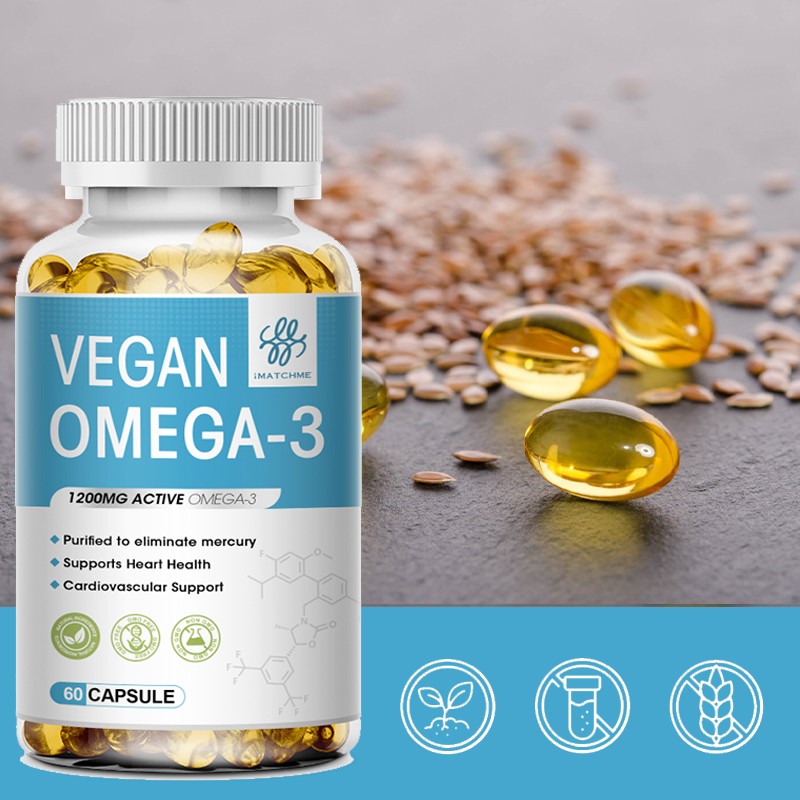 Omega 3 Vegan Oil Capsules Triple Strength Joint Support 1200 mg EPA & DHA