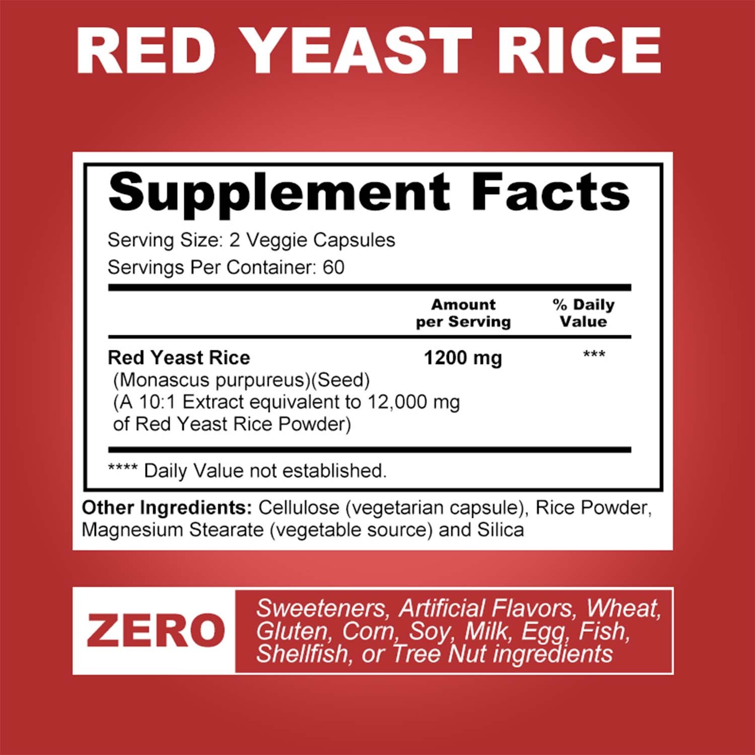 120pcs Red Yeast Rice Capsules 1200mg – Cardiovascular Health, Lower Cholesterol