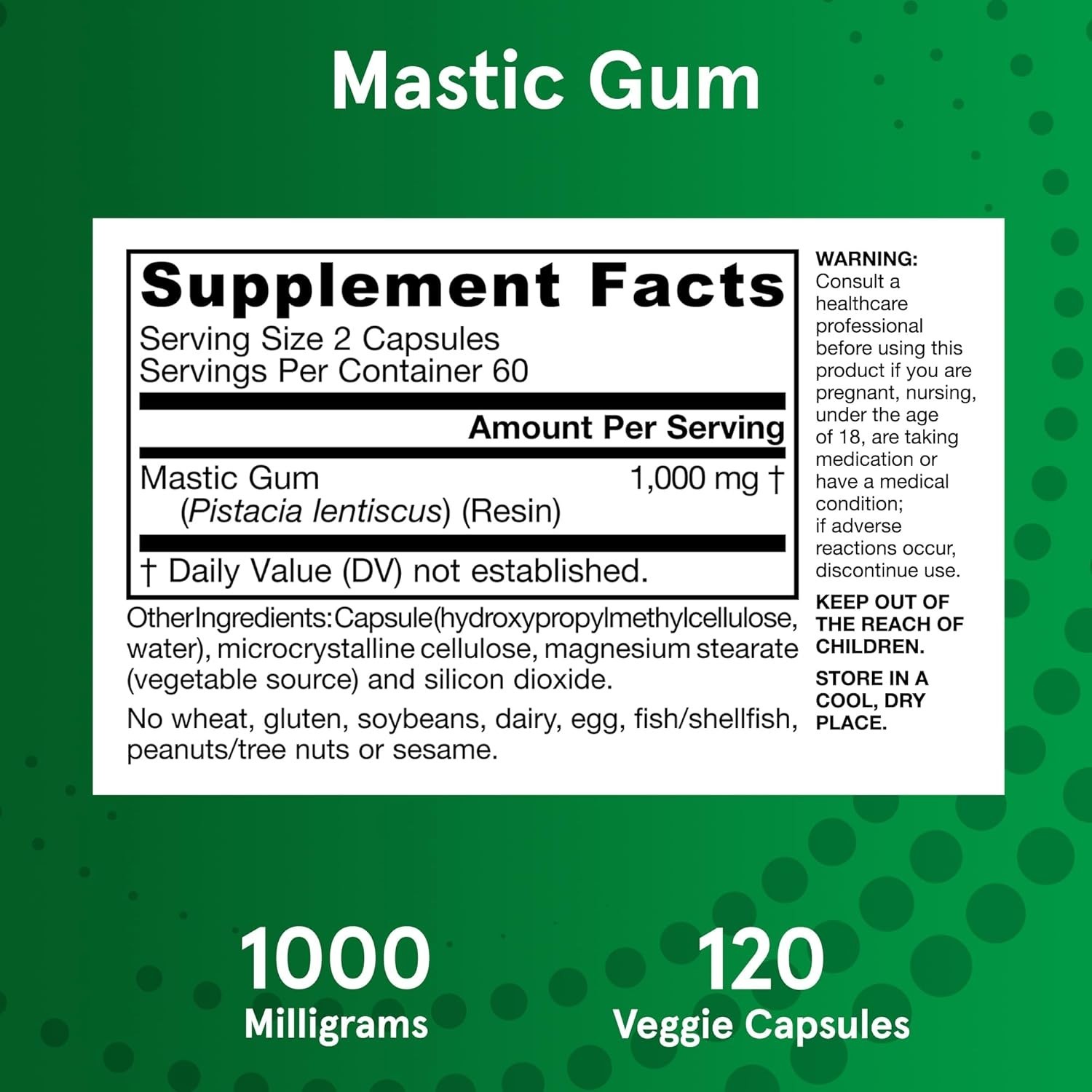 Jarrow Mastic Gum (1000 mg) Gastric Health 120 Veggie Capsules Each (Pack of 2)