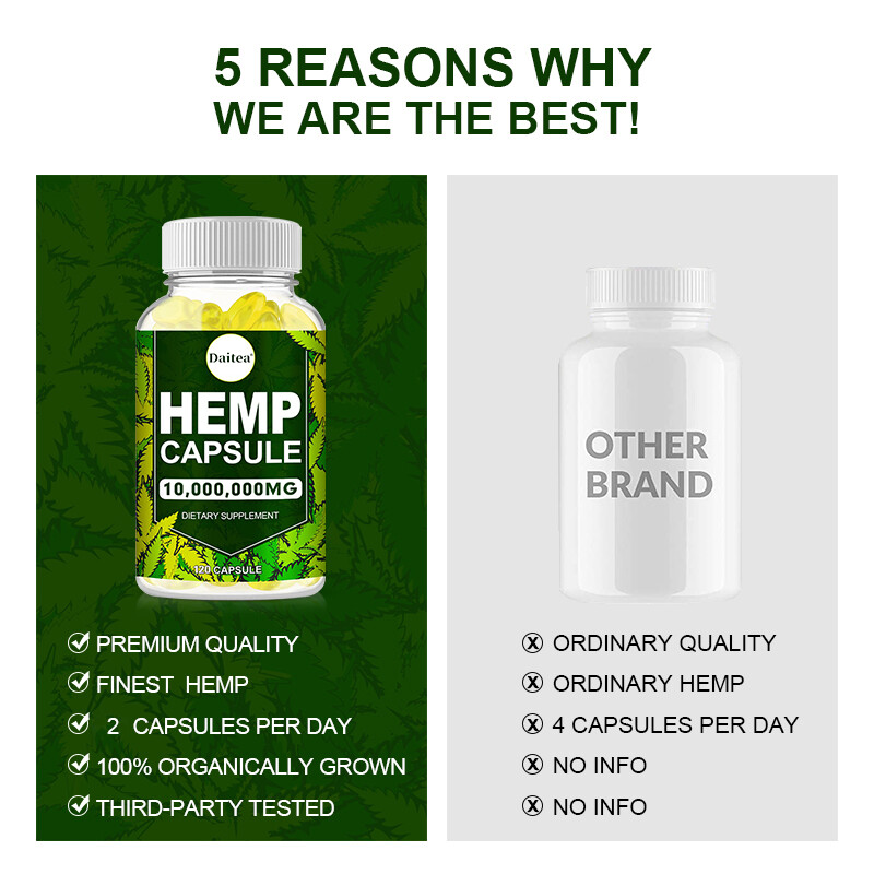 HEMP Capsule For Calm,Sleep,Stress,Anxiety,Pain,Muscle,Relax 30/60/120 Capsules