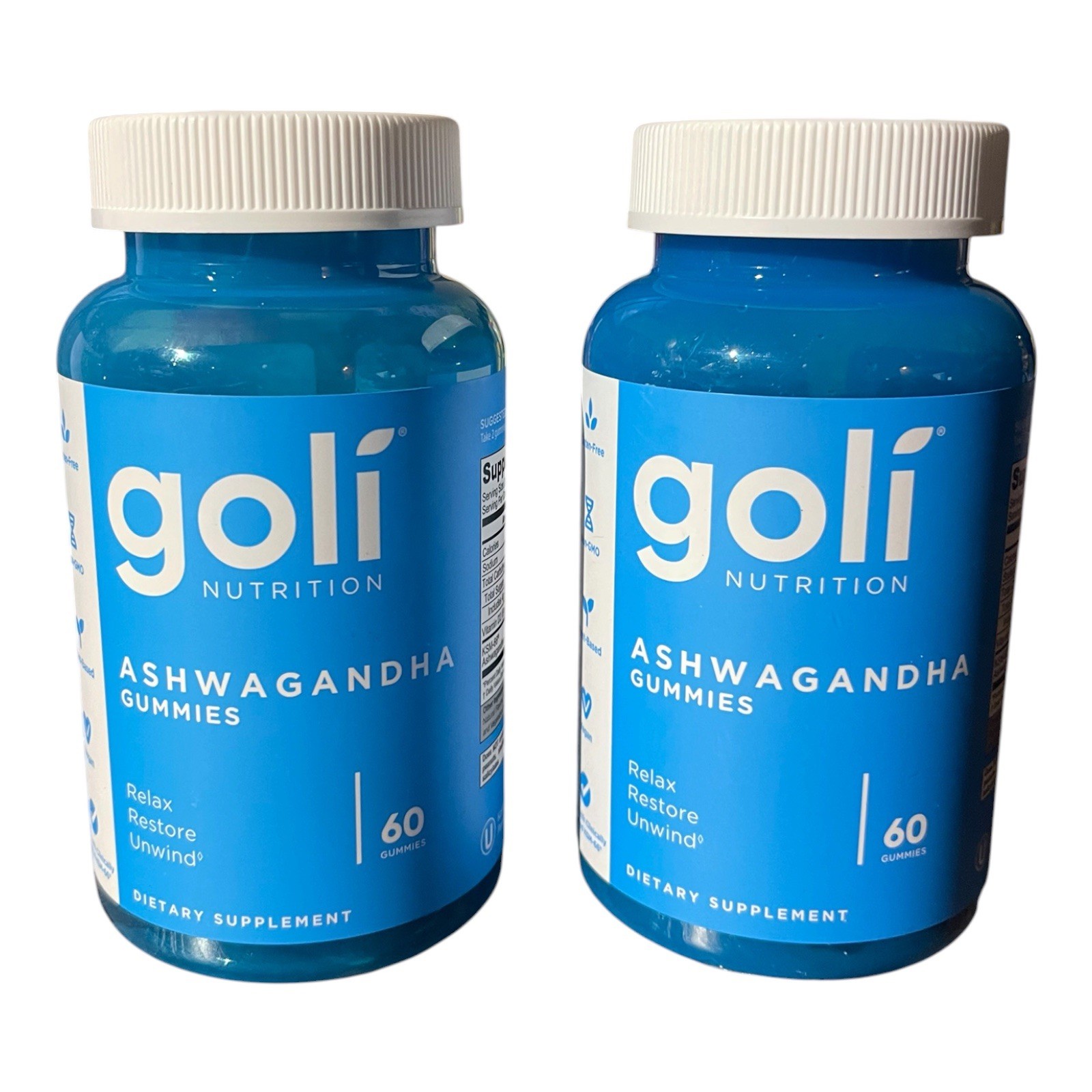 Goli Ashwagandha Gummies 60 Count Relax Restore Dietary Supplement Lot of 2