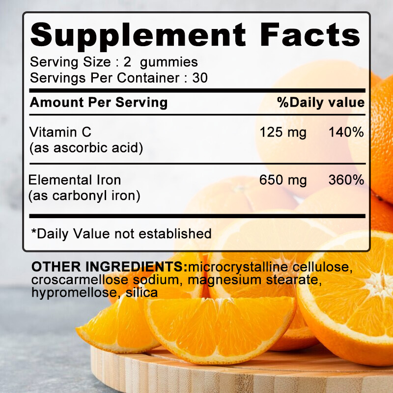 Iron Supplements 650mg – with Vitamin C – Absorbs Easily Raise Hemoglobin Levels