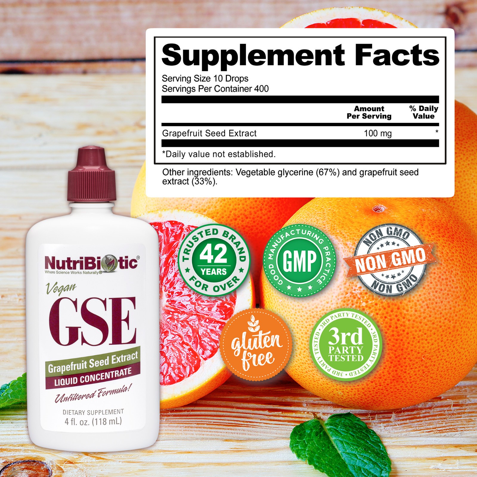 NutriBiotic GSE Liquid Concentrate -4 Fl Oz Broad-Spectrum Immune Support